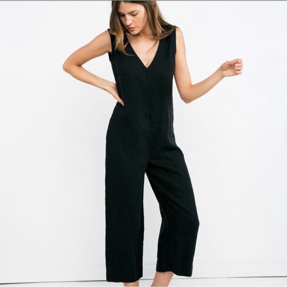 Elizabeth Suzann Mara Silk Jumpsuit Navy Medium - Tall